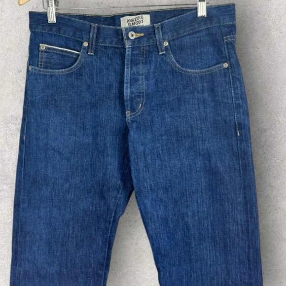 Naked & Famous Raw Japanese Selvedge Jeans Mens Size 33 Kasuri Super Guy Denim - Picture 12 of 14